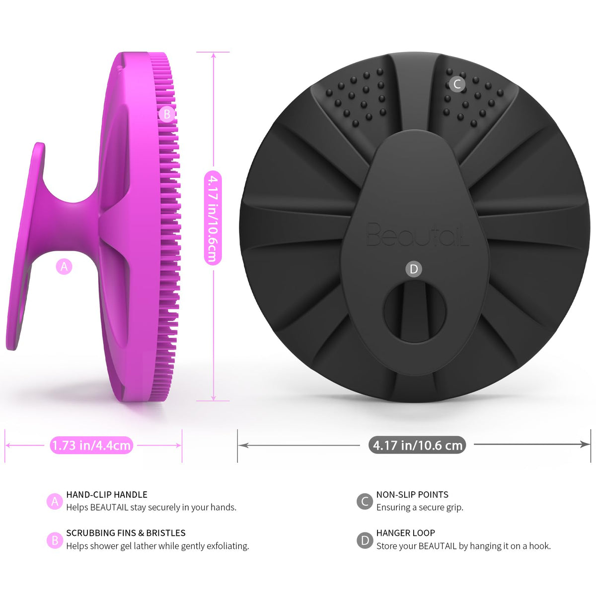 BEAUTAIL Silicone Body Scrubber with packaging