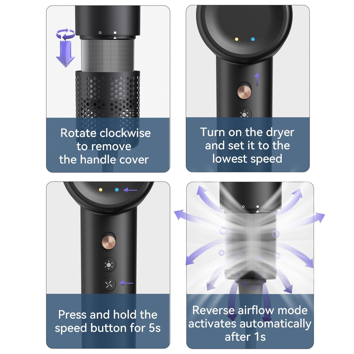 BeautiFlow Hair Dryer in use on long hair