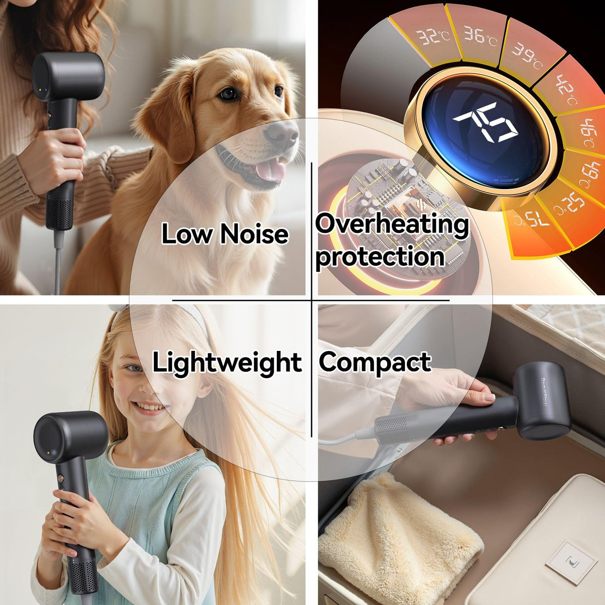 BeautiFlow Hair Dryer lightweight design on a travel bag