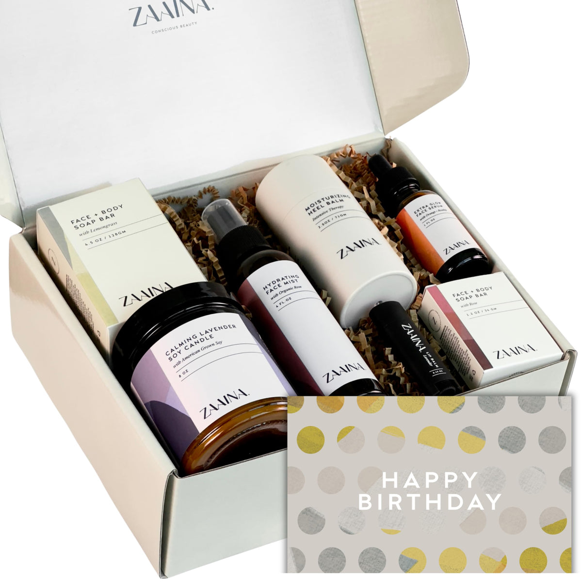 Beautifully packaged ZAAINA Luxury Spa Gift Basket