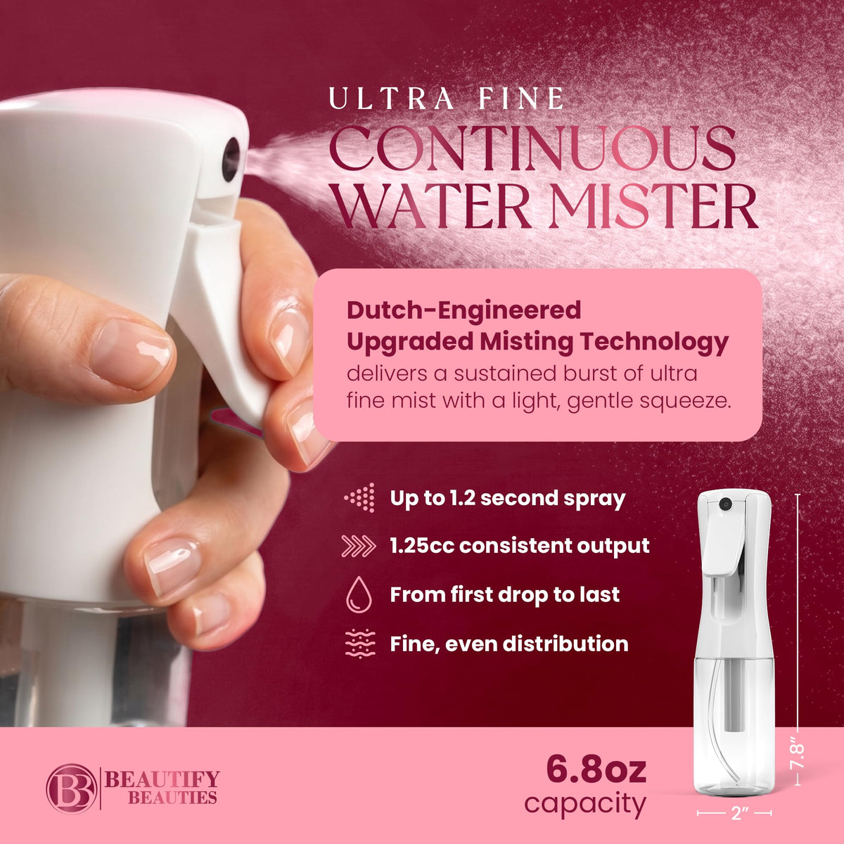 BeautifyBeauties Continuous Spray Bottle side view