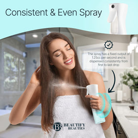 BeautifyBeauties Hair Spray Bottle on a vanity table