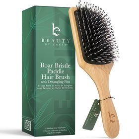 Beauty by Earth Boar Bristle Paddle Hair Brush front view
