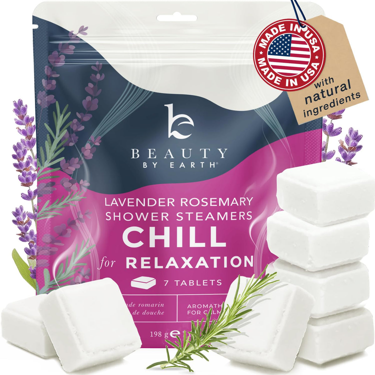 Beauty by Earth Lavender Shower Steamers front view