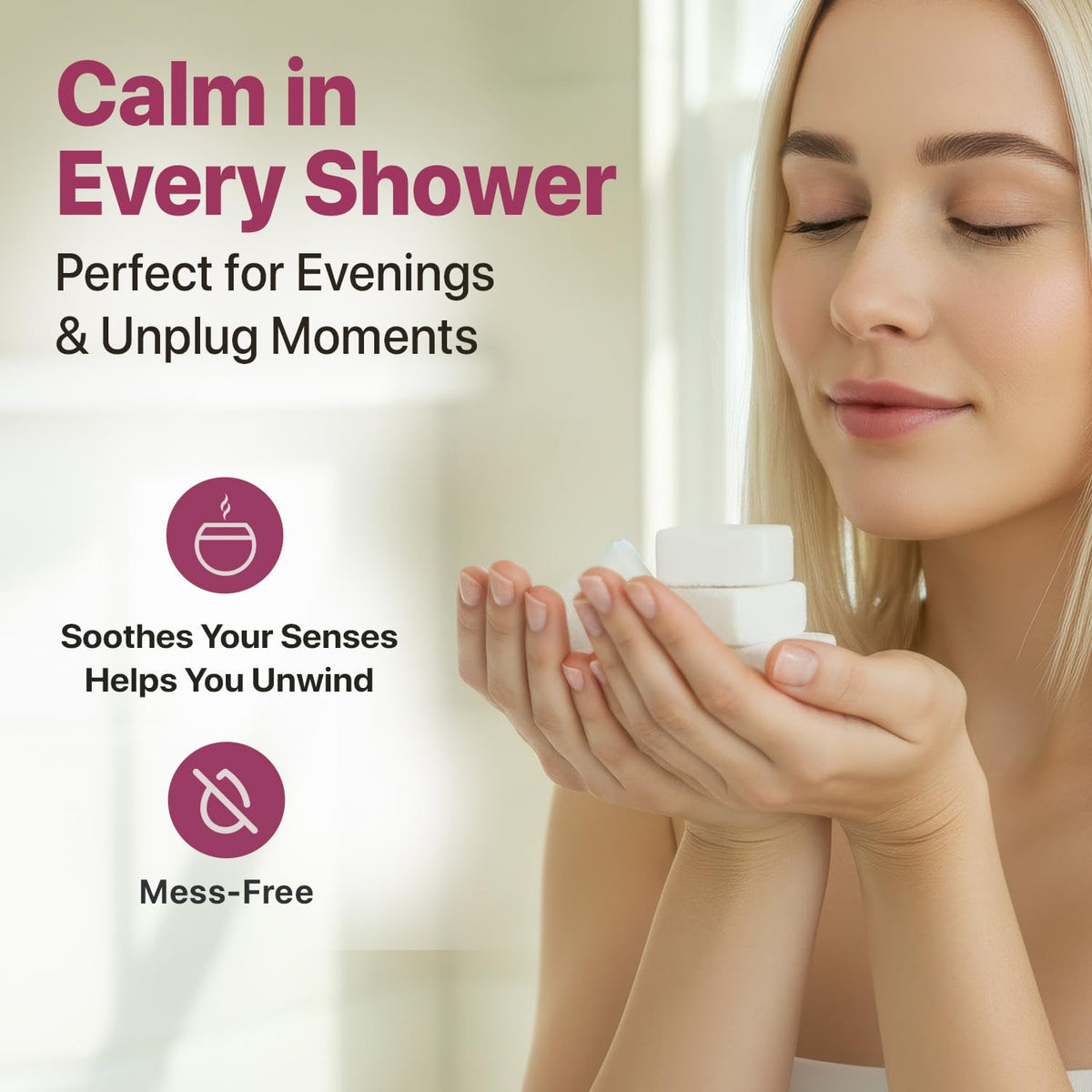 Beauty by Earth Lavender Shower Steamers in a shower setting