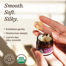 Beauty by Earth Organic Lip Scrub Berry in a lifestyle setting