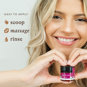 Beauty by Earth Organic Lip Scrub Berry on a vanity