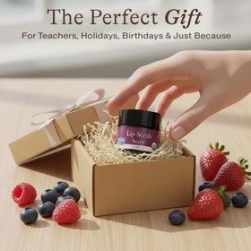 Beauty by Earth Organic Lip Scrub Berry opened with applicator