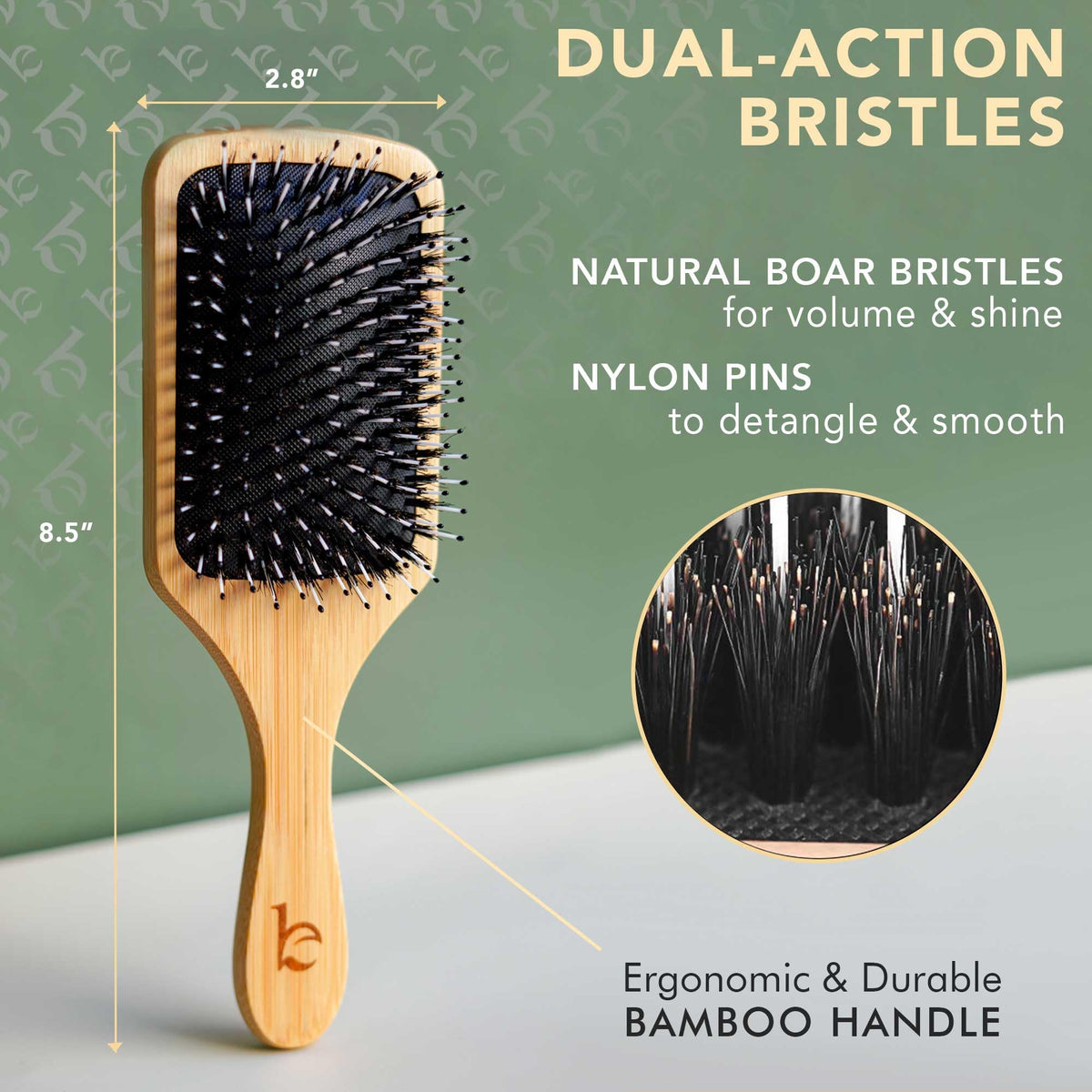 Beauty by Earth paddle brush with bamboo handle