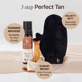 Beauty by Earth Self Tanner Tanning Mousse in use on a model