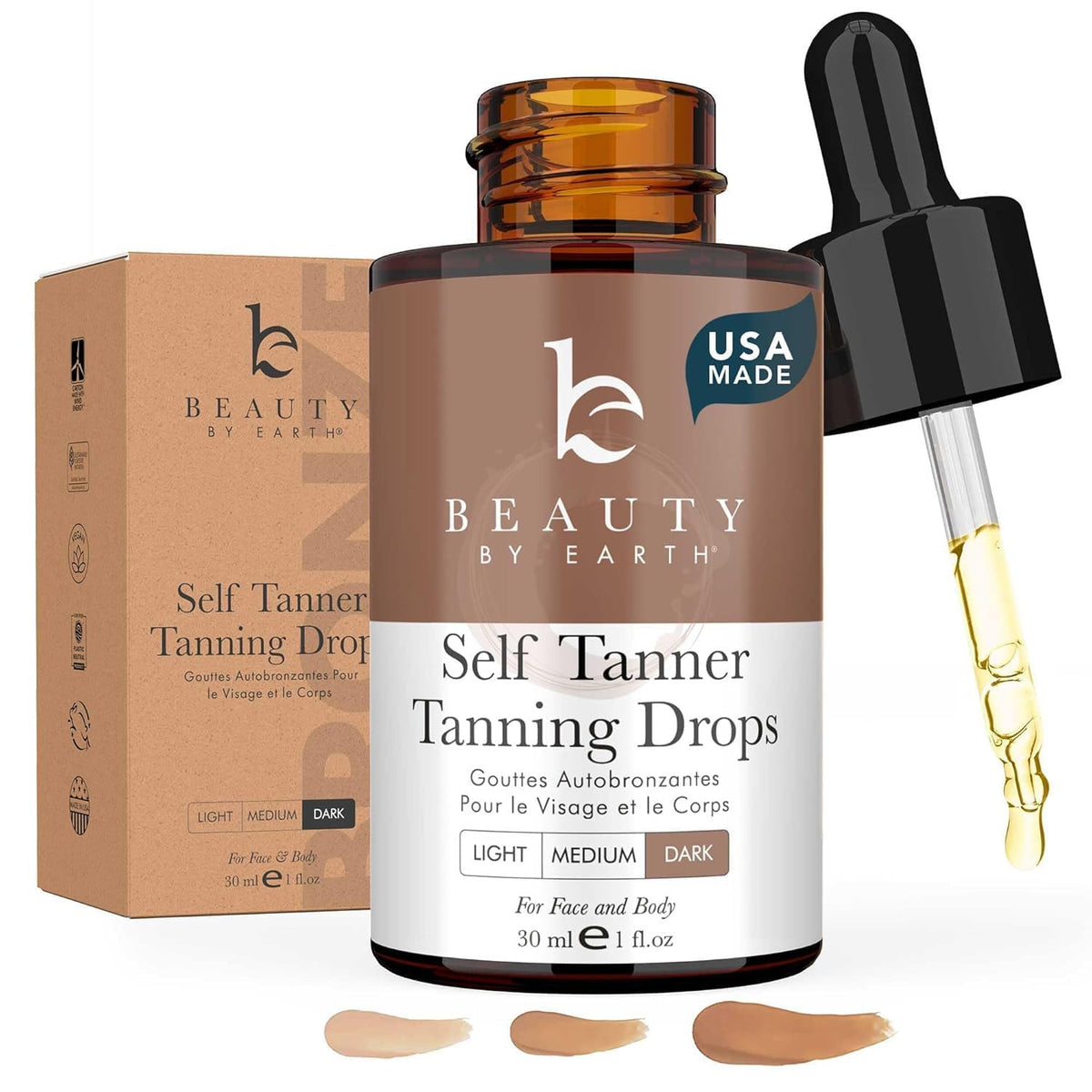 Beauty by Earth Self Tanning Drops for Face front view