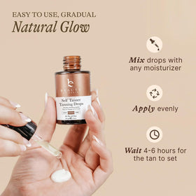 Beauty by Earth Self Tanning Drops on a vanity