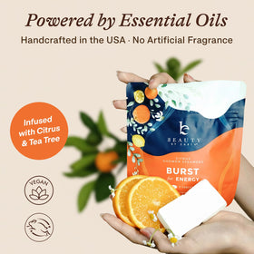 Beauty by Earth Shower Steamers Citrus Aromatherapy tablet close-up