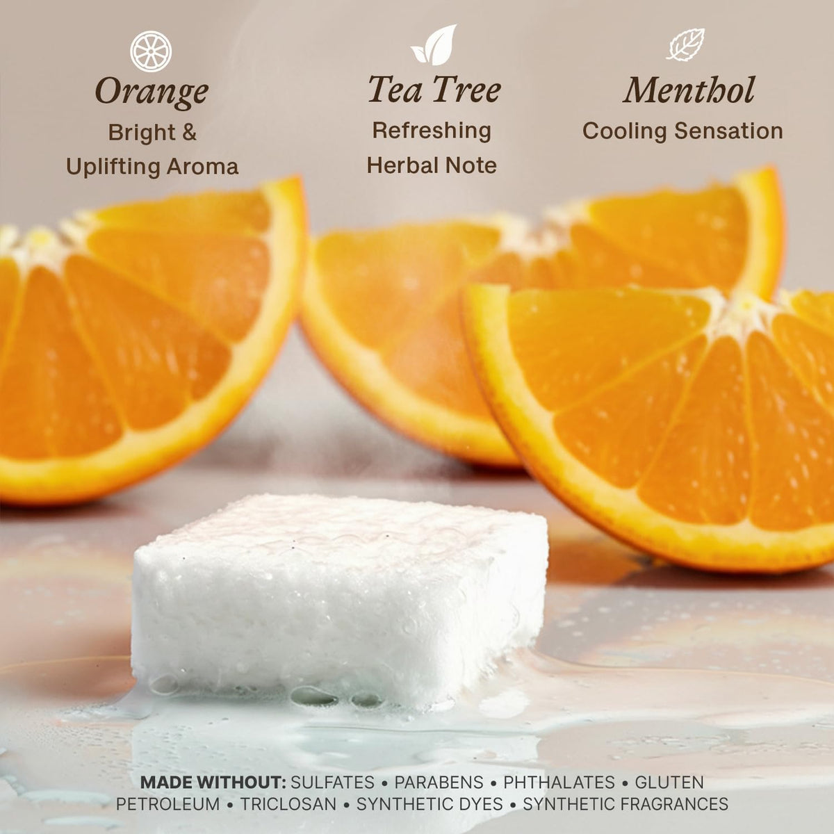 Beauty by Earth Shower Steamers Citrus Aromatherapy tablet dissolving in water
