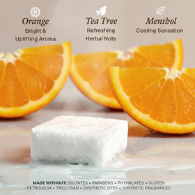 Beauty by Earth Shower Steamers Citrus Aromatherapy tablet dissolving in water