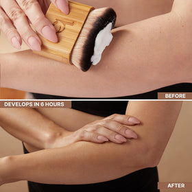 Beauty by Earth Tanning Lotion showing texture and consistency