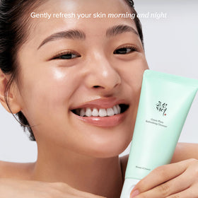 Beauty of Joseon Green Plum Cleanser Gel in a bathroom setting