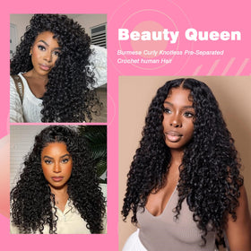 Beauty Queen Burmese Curly Crochet Hair styled on a mannequin