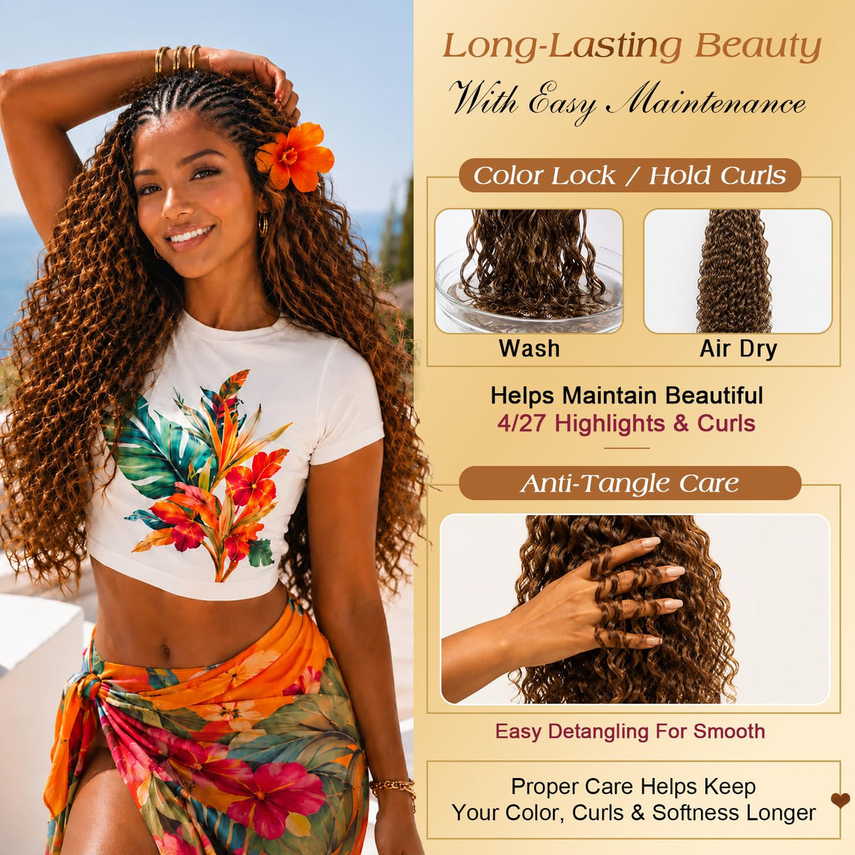Beauty Queen P4/27 Highlight Burmese Curly Crochet Hair packaging