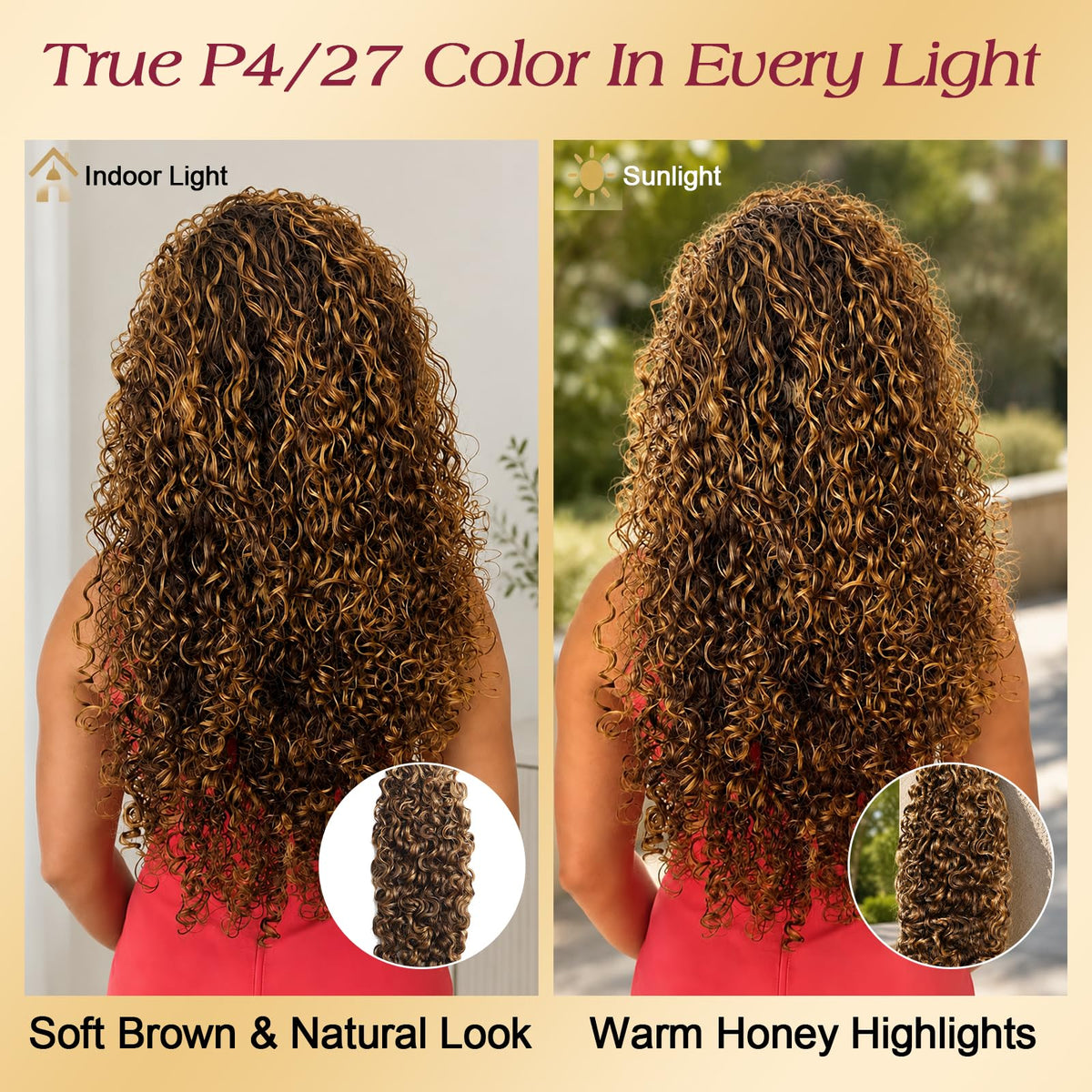 Beauty Queen P4/27 Highlight Burmese Curly Hair on display