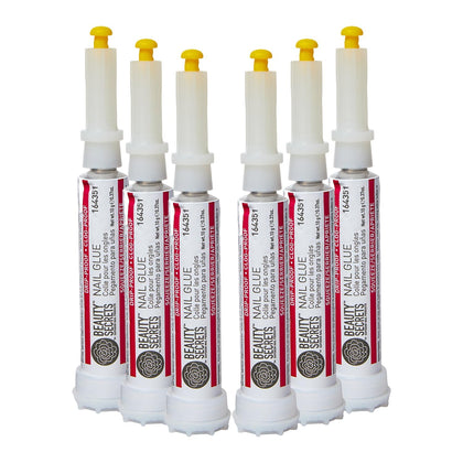 BEAUTY SECRETS Nail Glue 6 Pack front view with precision tips