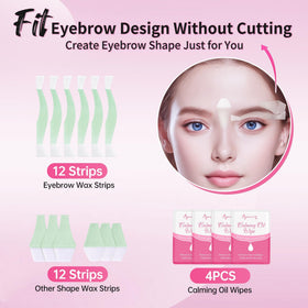 Beauty7 Facial Wax Strips with calming oil wipes included