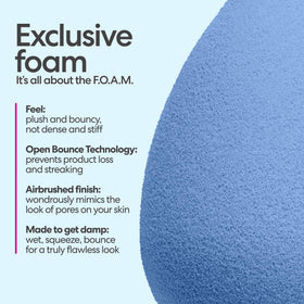 beautyblender Denim Makeup Sponge in use