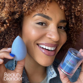 beautyblender Denim Makeup Sponge on vanity