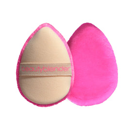 beautyblender Pocket Puff front view with pink and tan sides