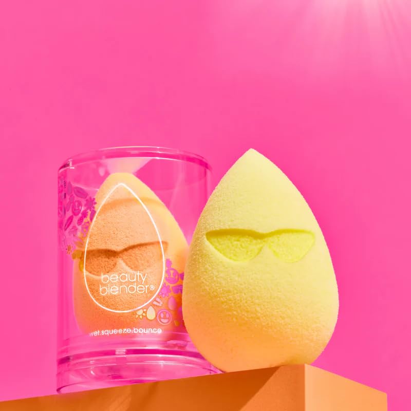 beautyblender Sunshade Makeup Sponge in use with foundation