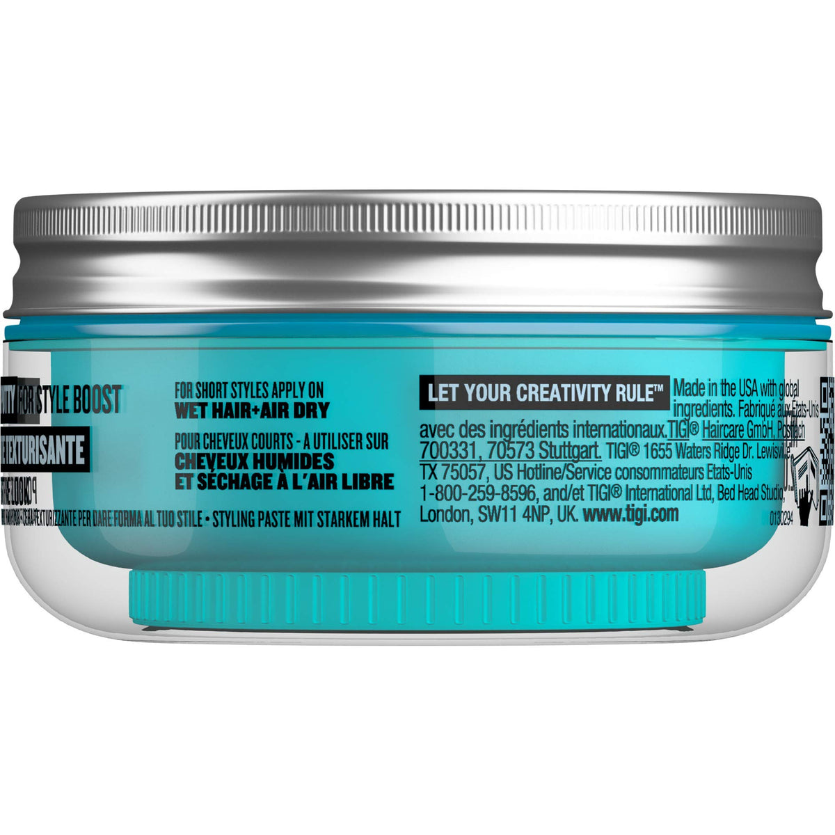 Bed Head Manipulator Texturizing Putty natural finish on hair