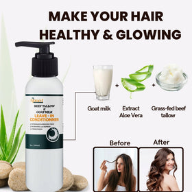 Beef Tallow & Goat Milk Leave-In Conditioner in bathroom setting