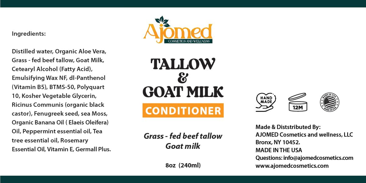 Beef Tallow & Goat Milk Shampoo and Conditioner Set with sea moss