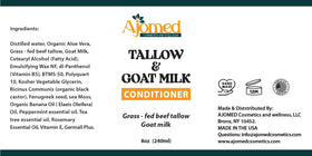 Beef Tallow & Goat Milk Shampoo and Conditioner Set with sea moss