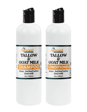 Beef Tallow & Goat Milk Shampoo in a bathroom setting