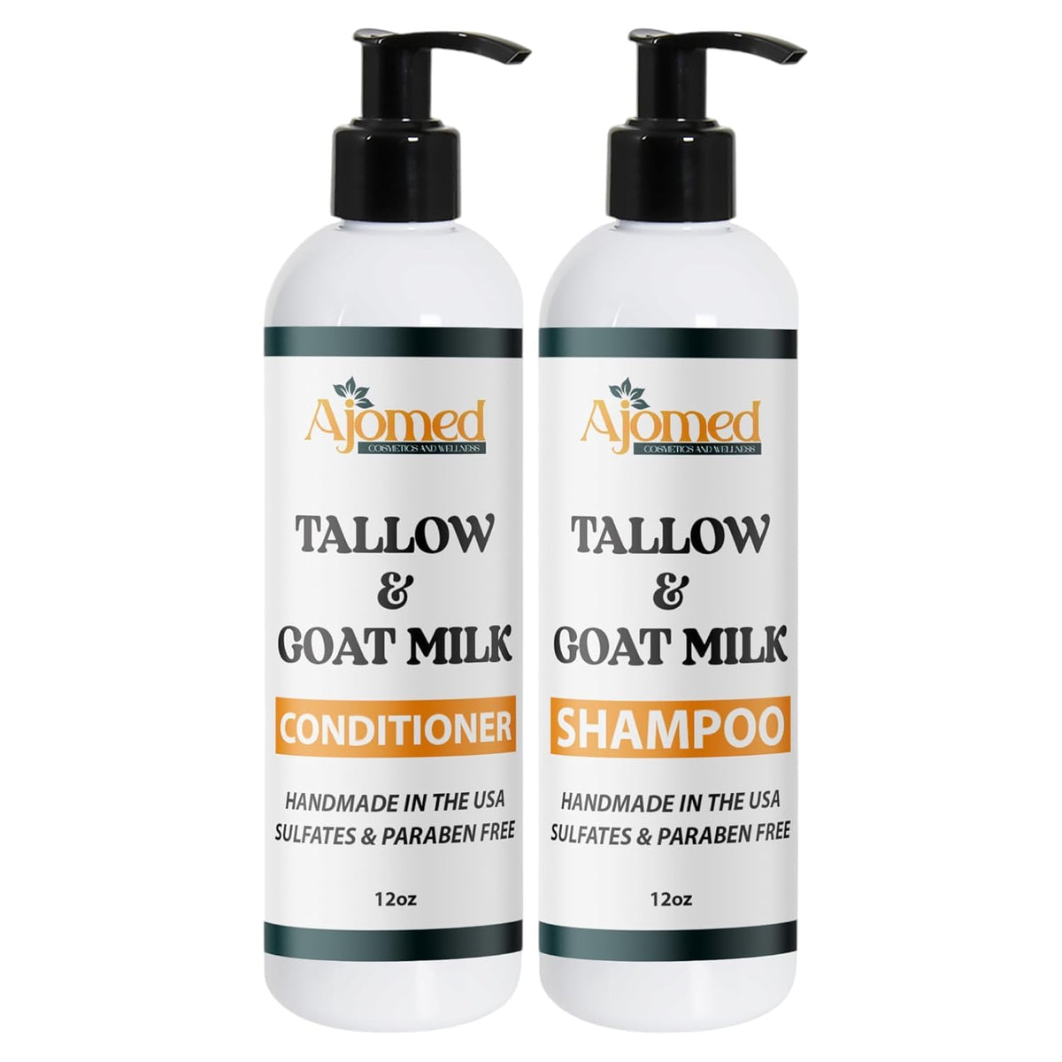 Beef Tallow Shampoo & Conditioner Set on a bathroom shelf