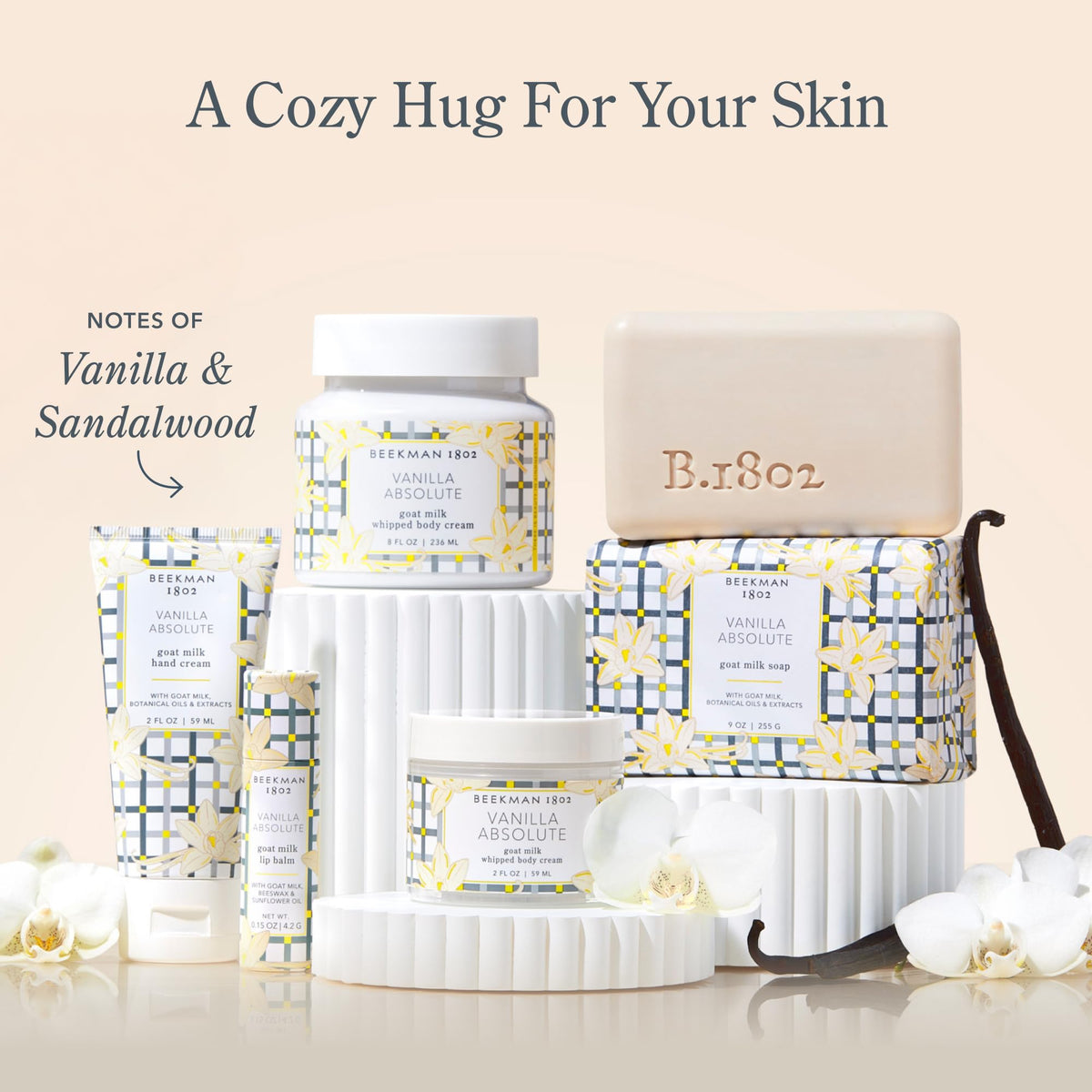 Beekman 1802 Goat Milk Face Wipes displayed on a bathroom counter