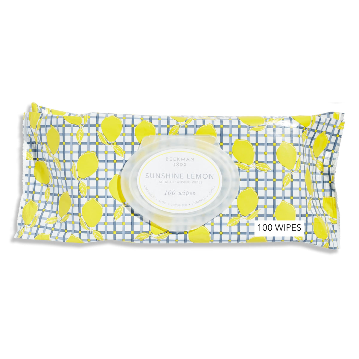 Beekman 1802 Goat Milk Face Wipes front view with packaging