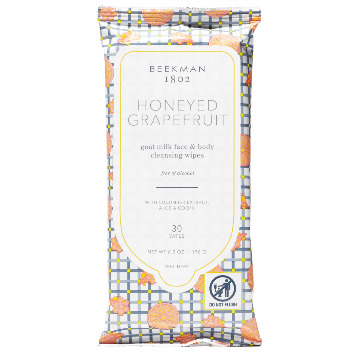 Beekman 1802 Goat Milk Face Wipes Honeyed Grapefruit front view