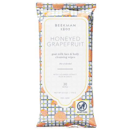 Beekman 1802 Goat Milk Face Wipes Honeyed Grapefruit front view