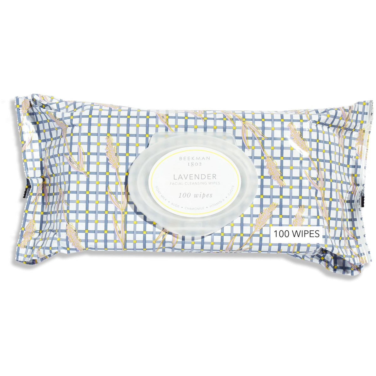 Beekman 1802 Goat Milk Face Wipes Lavender front view