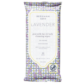 Beekman 1802 Goat Milk Face Wipes Lavender front view packaging