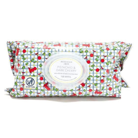 Beekman 1802 Goat Milk Face Wipes packaging front view, Pistachio Dark Cherry scent