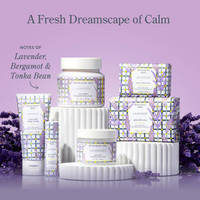 Beekman 1802 Goat Milk Soap Lavender on a bathroom counter