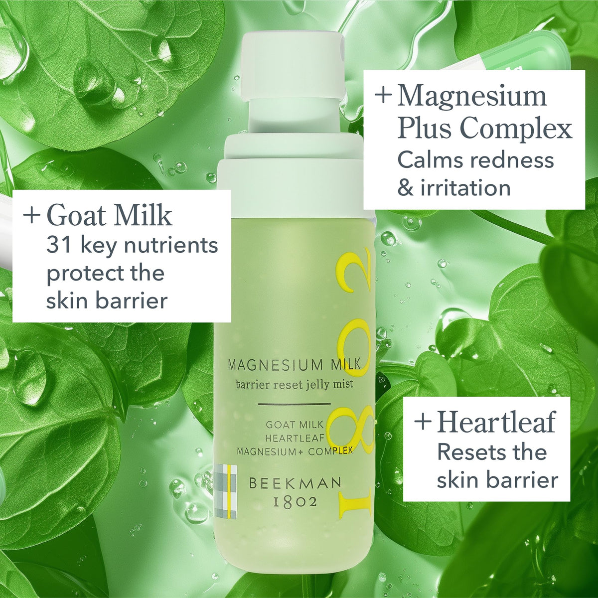 Beekman 1802 Magnesium Milk Jelly Face Mist 2 Fl Oz side view