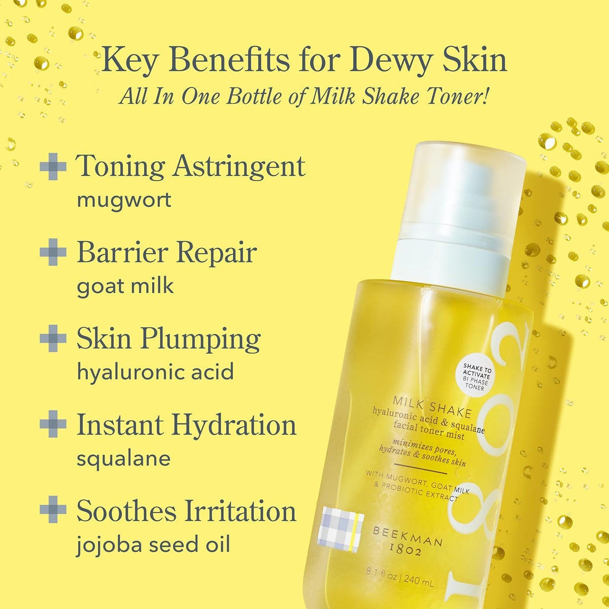 Beekman 1802 Milk Shake Hydrating Face Mist on a vanity