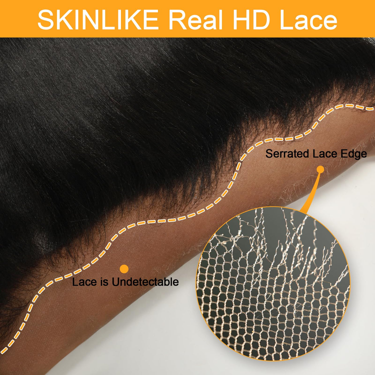 BEEOS 13x4 Deep Wave HD Lace Frontal close-up of lace