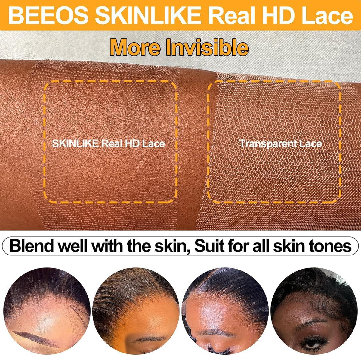 BEEOS 13x4 HD Lace Frontal 20 Inch back view