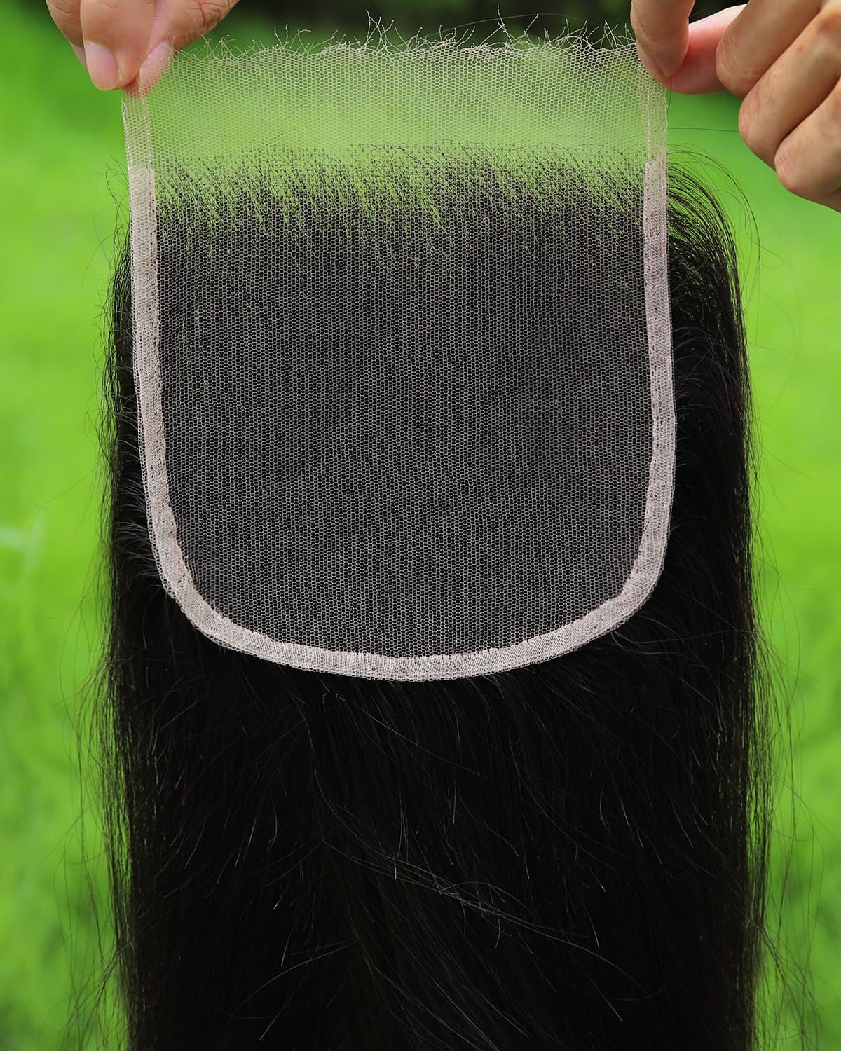 BEEOS 4x4 HD Lace Closure straight human hair front view