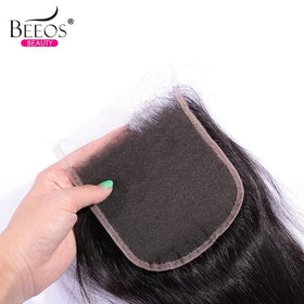 BEEOS 5x5 HD Lace Closure close-up of bleached knots